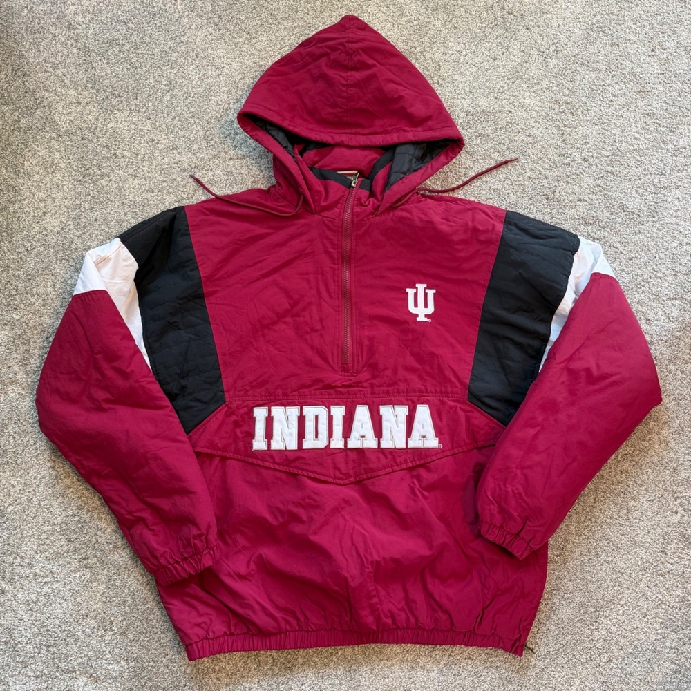 Vintage Pro Edge Indiana University Hoosiers Half-Zip Windbreaker Jacket Mens M